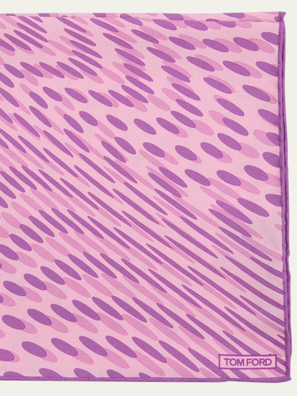 Tom Ford Pink Purple Stretched Distorted Dot Polka Logo Silk Suit Pocket Square